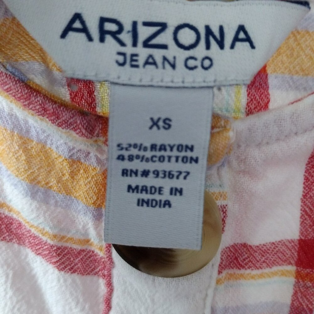 Arizona Jean Company Plaid Button Front Tank Top XS Adjustable Straps Summer Lig - Picture 6 of 6